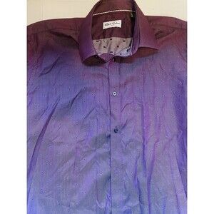 Robert Graham burgundy Button Front Casual Dress Shirt 44 17.5